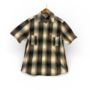 Carhartt Relaxed Fit Pearl Snap Shirt Short Sleeve Large Lightweight Plaid